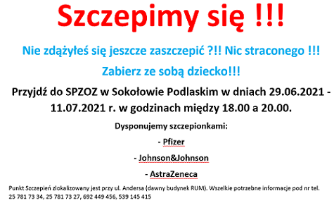 Ogłoszenie zachęcające do szczepienia przeciwko Covid-19.